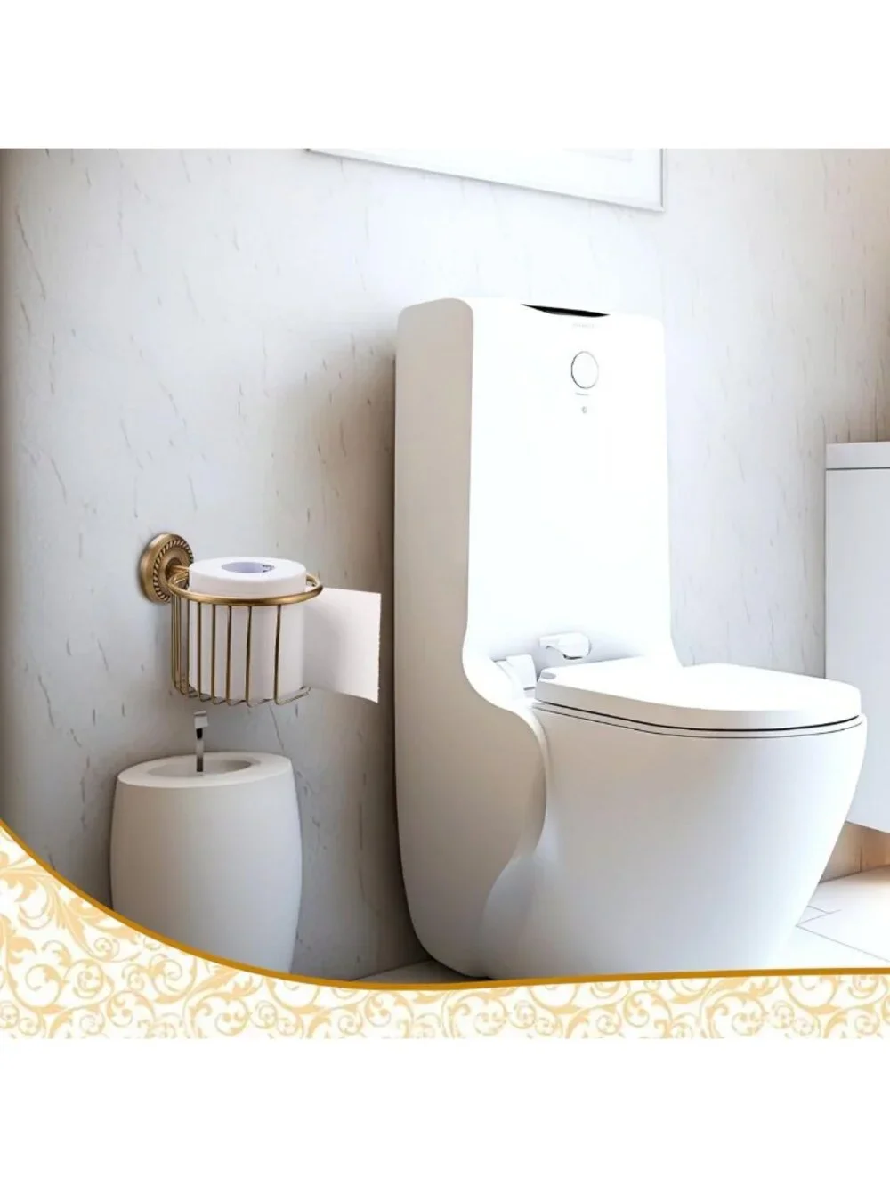 Vintage Brass Toilet Paper Holder Set - Wall Mounted Antique Decor for Bathroom